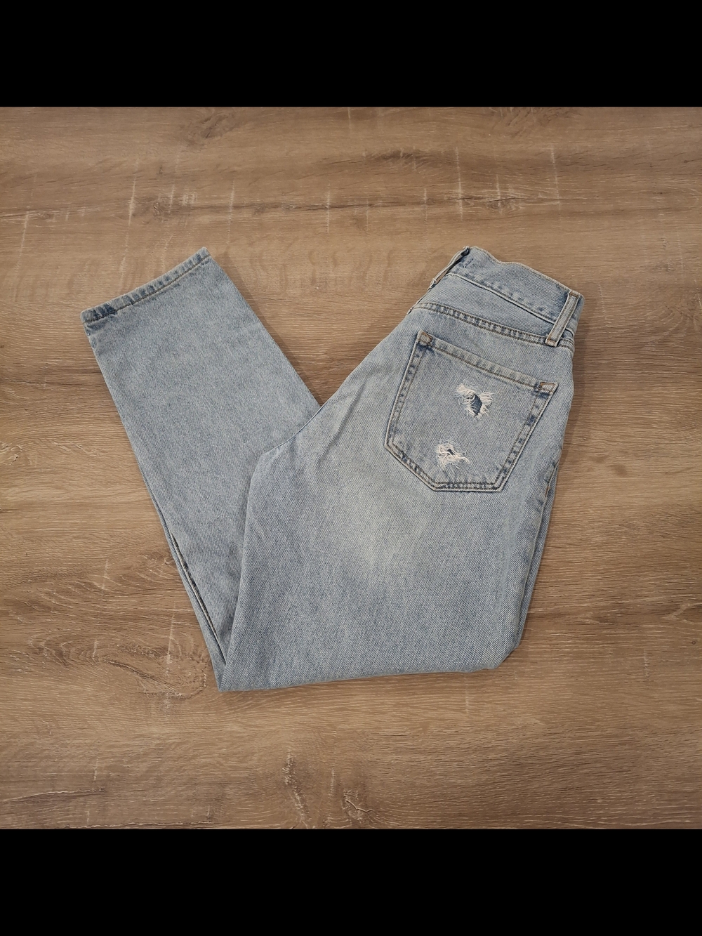 Forever 21 Distressed High Rise Straight Leg Jeans Women's Size 26 Light Wash